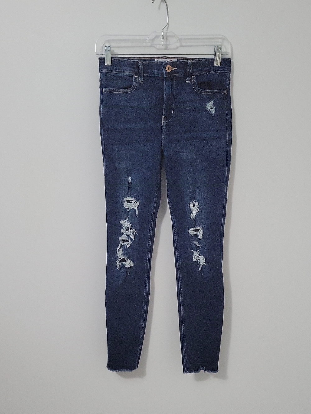 abercrombie kids Dark Distressed Skinny Jeans, Size 15/16